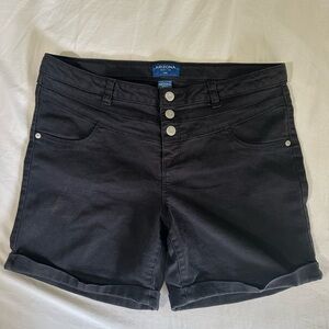 Arizona Jean Company Black Triple-Button Cuffed Denim Shorts